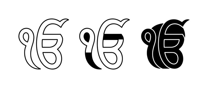Ik Onkar Symbol Variations, Sikhism Religious Iconography, Spiritual Graphic Elements