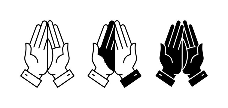 Praying Hands Icons, Faith Symbol, Hope Gesture, Religious Prayer, Spiritual Connection