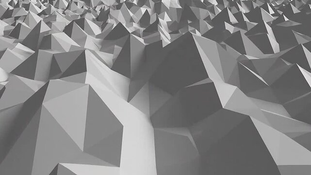 A monochromatic abstract background featuring a geometric low poly mountain landscape