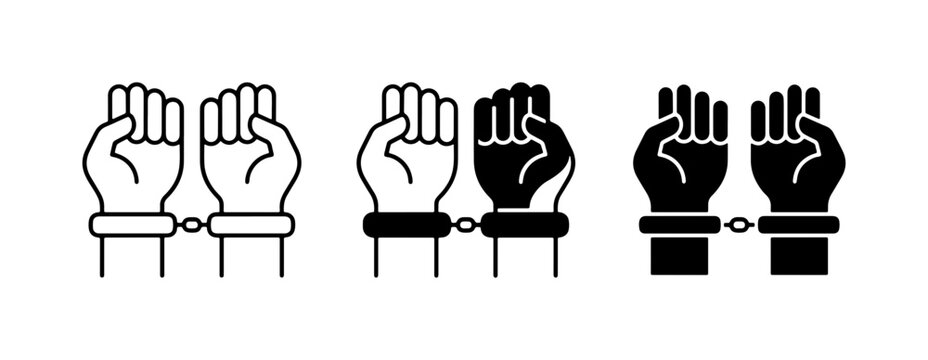 Handcuffs Icons, Arrest Symbol, Crime Justice Vector Set, Law Enforcement Graphics