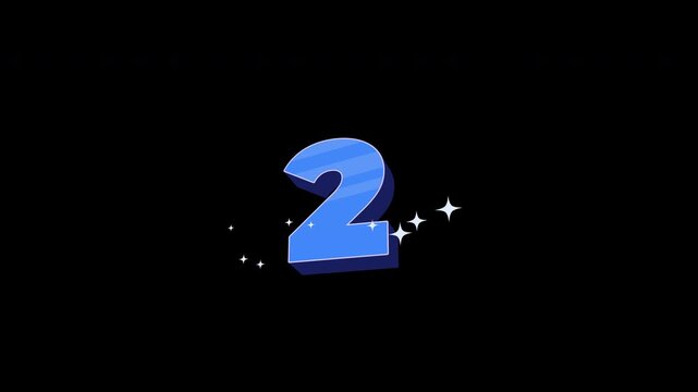Bright 3D Cartoon Countdown Number 2