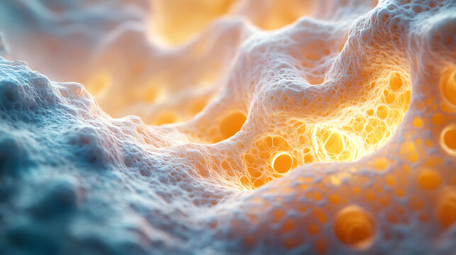 Skin cell regeneration visualized with fresh, radiant layers emerging upward 