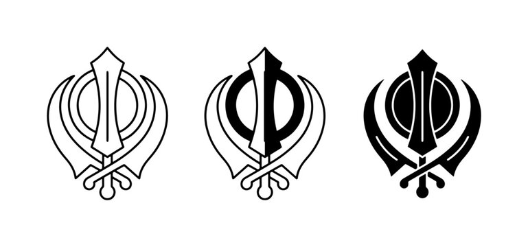 Sikh Khanda Symbol Variations, Religious Iconography, Spiritual Emblem, Cultural Symbol