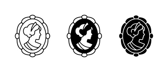 Vintage Cameo Icons, Classic Profile Portrait Silhouettes, Elegant Jewelry Emblems © Abbas