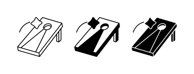 Cornhole Game Icons, Bean Bag Toss Vector Set, Outdoor Lawn Game Graphics © Abbas