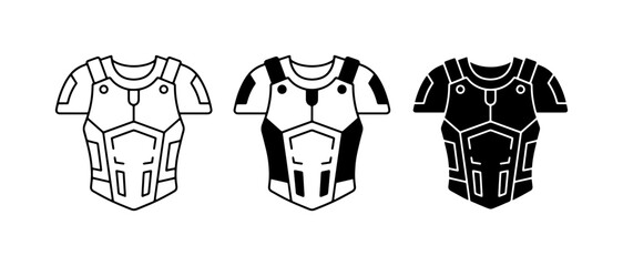 Futuristic Armor Icons, Sci-Fi Chest Plate Vector Graphics, Protective Gear Set © Anik