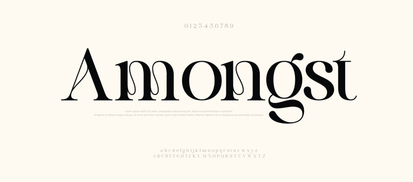 Elegant alphabet beauty logo font. Classic Modern luxury Serif Minimal Fashion. Typography decoration logotype fonts, wedding, logos. vector illustration
