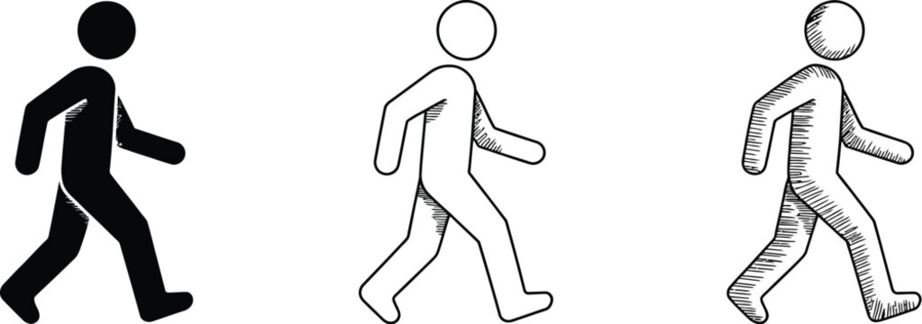 Accessibility Icon Set Featuring a Person Walking with a Prosthetic Leg, Modern Inclusive Mobility Symbol.