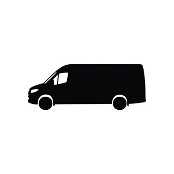 Minibus silhouette icon vector flat design.
