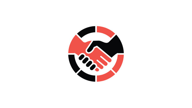 Circular handshake logo representing partnership cooperation and business connection