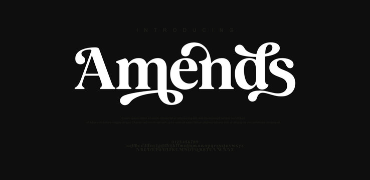 Amends, Elegant luxury modern beauty logo alphabet font. Typography beautiful fashion classic letters serif italic fonts decorative wedding vintage logos. vector illustration