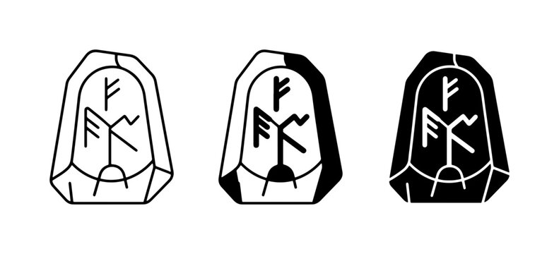Rune Stone Icons, Ancient Symbols, Norse Mythology, Occult Glyphs, Vector Set