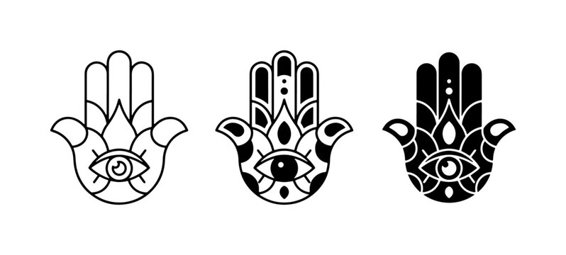 Hamsa Hand Icons, Evil Eye Symbols, Protection Amulets, Mystical Talismans, Spiritual Graphics