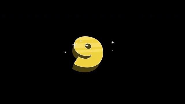 Bright 3D Cartoon Countdown Number 9