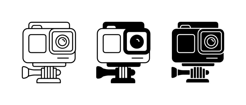 Action Camera Icons, Portable Video Recorder Set, Outdoor Sports Photography Equipment