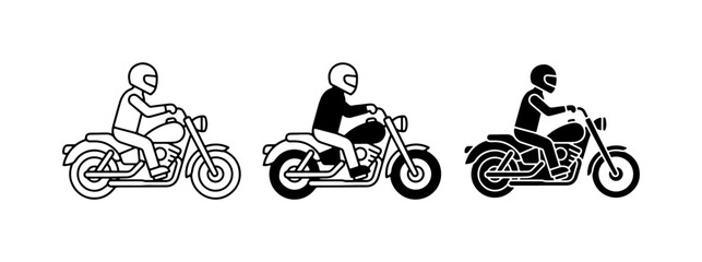 Motorcycle Rider Icons, Biker Silhouette, Chopper Vector Graphics Set © Ahad