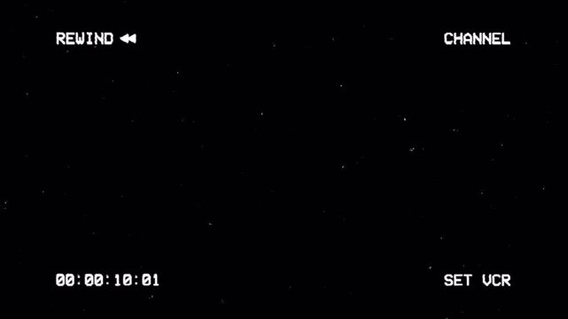 Rewind 15second countdown overlay with old grainy black digital noise interface suitable for video edits, retro themes, countdown intros. alpha channel