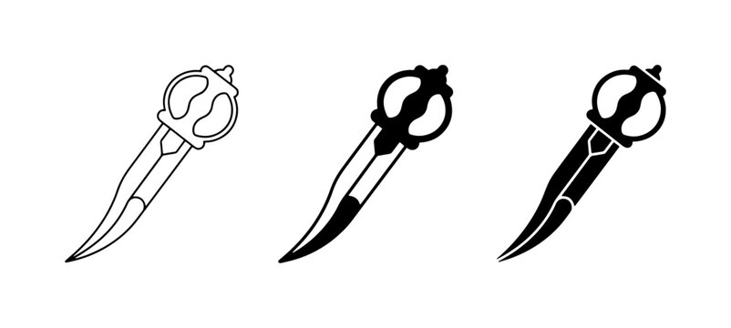 Kukri Knife Vector Icons, Traditional Blade Symbols, Cultural Weapon Graphics
