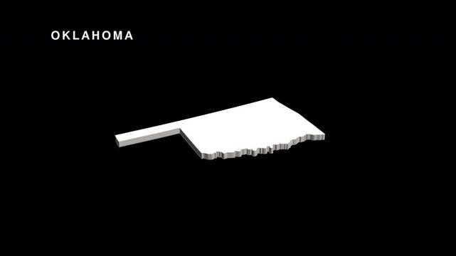 Oklahoma state map rotating in 3d animation