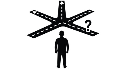 A silhouetted figure stands at a crossroads contemplating their next direction © Imdadul_Studio