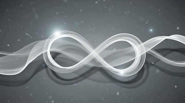 A glowing white infinity symbol formed by elegant flowing light ribbons