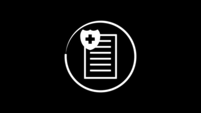 Health insurance icon animation. health symbol with file document concept.