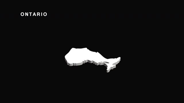 Ontario province of canada rotating 3d map
