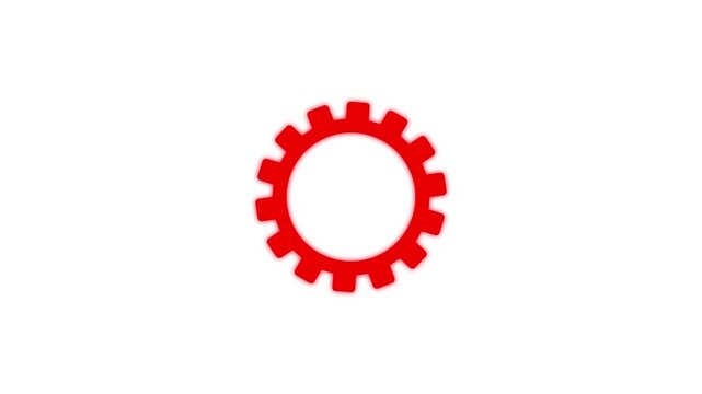 A gear icon rotates smoothly, with subtle shading and metallic reflections.