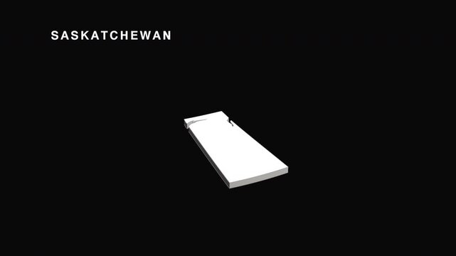 Saskatchewan province map rotating in 3d animation