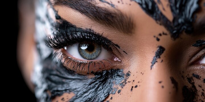 Striking beauty portrait with dramatic eye makeup