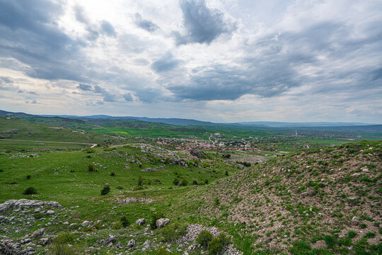 Scenic views of the archaeological remains and monumental stone walls of Hattuşa (Hattusha),  located in Boğazkale, &Ccedil;orum, this sprawling site was the fortified capital city of the Hittite Empire duri