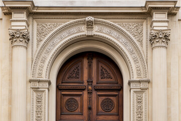 Obraz premium Renaissance-inspired ornate doorway portal with semicircular arch and decorative molding