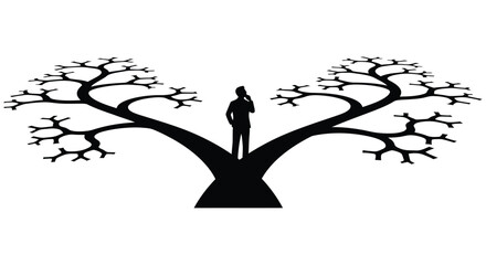 A silhouetted figure stands beneath a branching abstract tree © SHYFUL_STUDIO