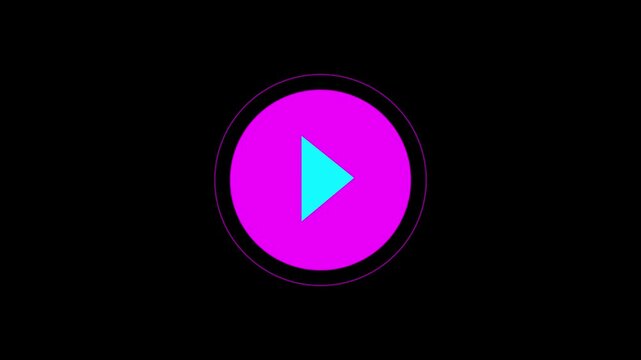 Video player button icon animation, music play button animation.