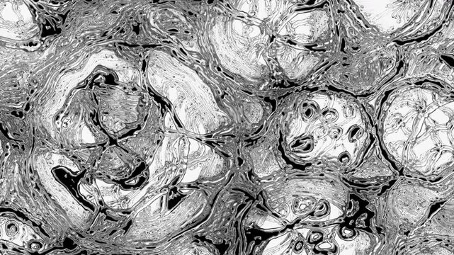Abstract black and white liquid ink texture animation