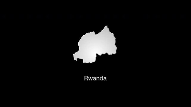 Rwanda map revealing from digital pixels animation