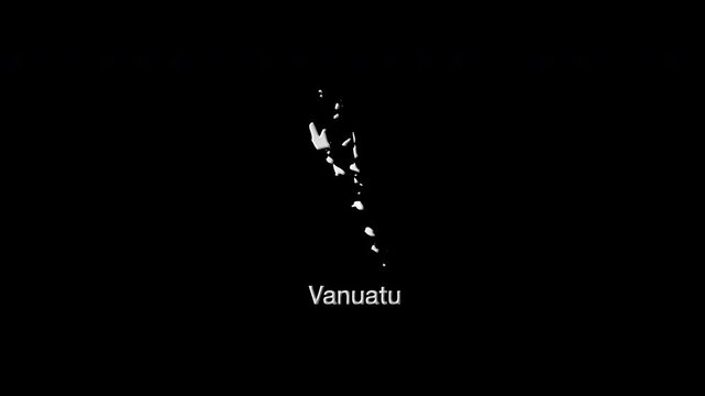 Vanuatu country map revealing on black background