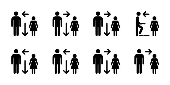 Symbols Gender Equality Set with Male and Female Icons and Directional Arrows Featuring Social Issues, Diversity, Inclusivity with Representation And