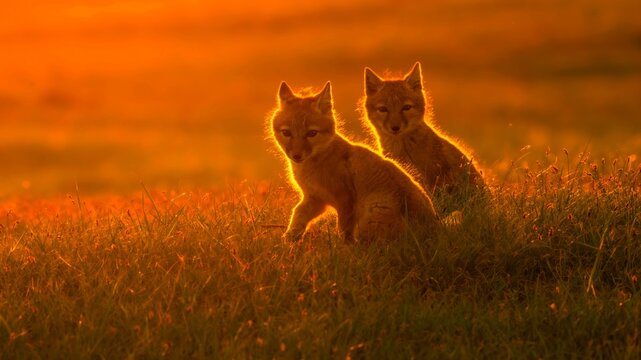wolf in the sunset