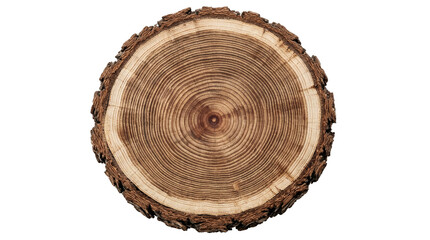 Tree Trunk Cross-Section with Visible Growth Rings and Bark Edge, Natural Wood Slice for Dendrochronology, Crafting, or Decorative Use © ADOBENEX