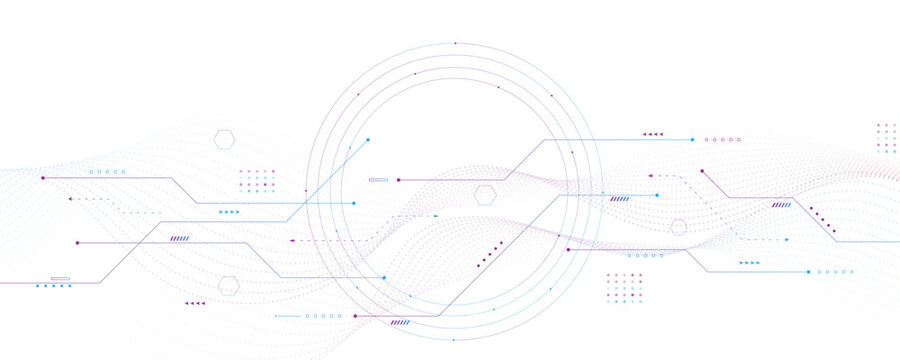 Abstract futuristic technology network background with digital circuit lines and data flow visualization