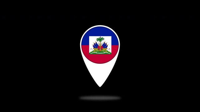 Haiti flag location pin pointing on a map