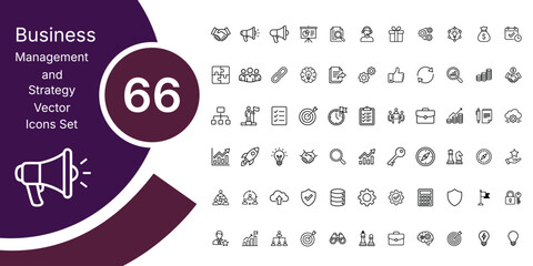 Business management and strategy vector icons set © Razna