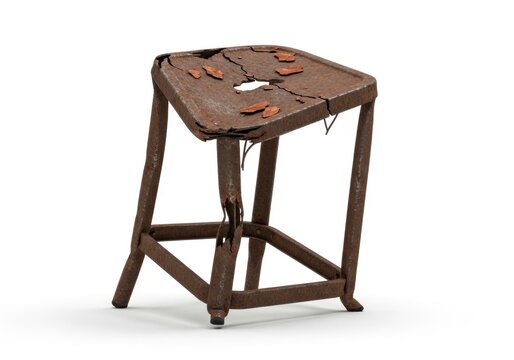 Vintage wooden stool with leather straps.