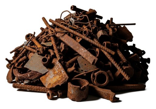Rusty metal scrap heap pile.
