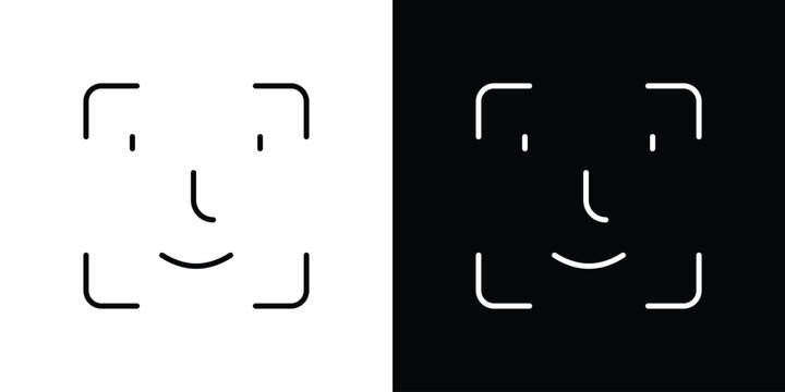 Face id icon in editable outlined, Vector EPS10