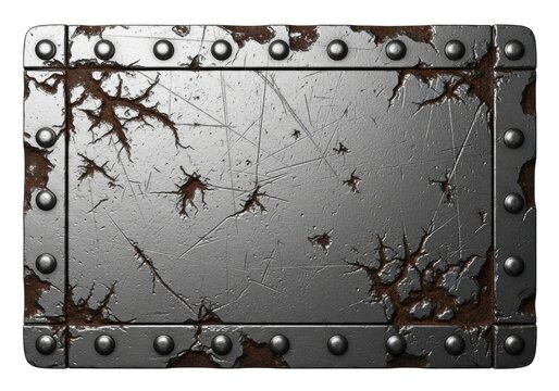 Rusty metal plate with bolts background.
