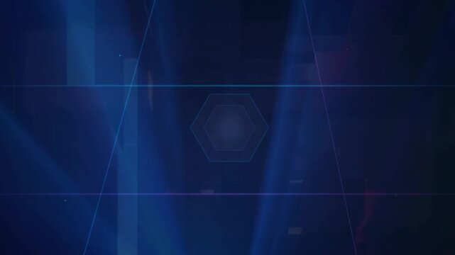 Abstract blue digital background with glowing geometric hexagon shapes