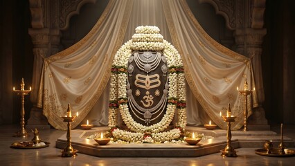 Fototapeta premium Elegant Mahakaleshwar Decoration with Jasmine Garlands