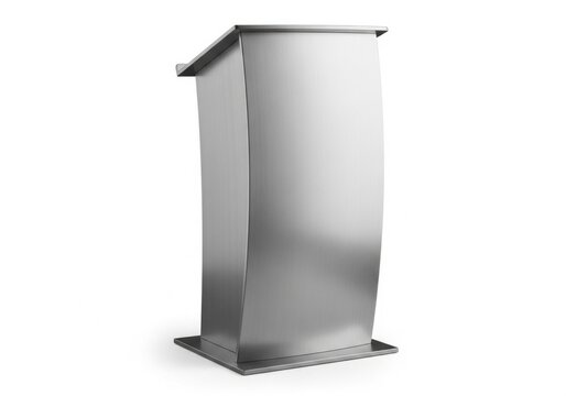 Modern metallic lectern podium stand.